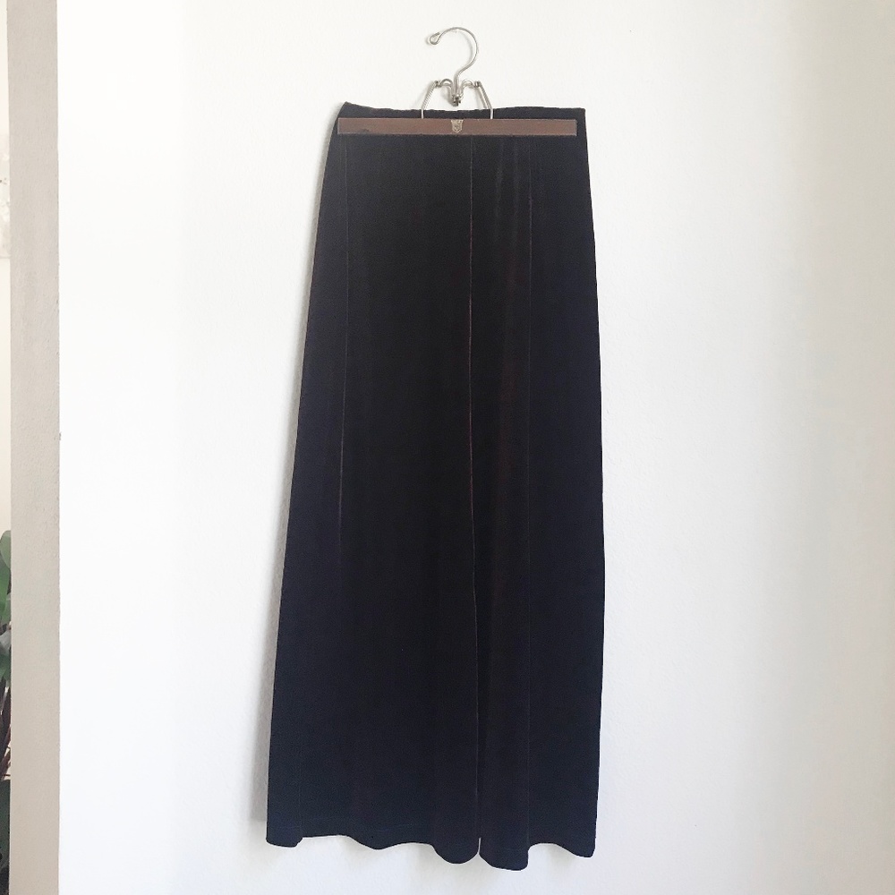 Vintage Deep Burgundy Velvet Maxi Skirt
